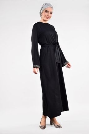 Kadın Siyah Sim Detaylı Pamuklu Elbise 6323 19YELBTR6323