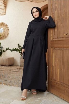 Kadın Siyah Pile Detaylı Elbise 50001 22KELBTR50001
