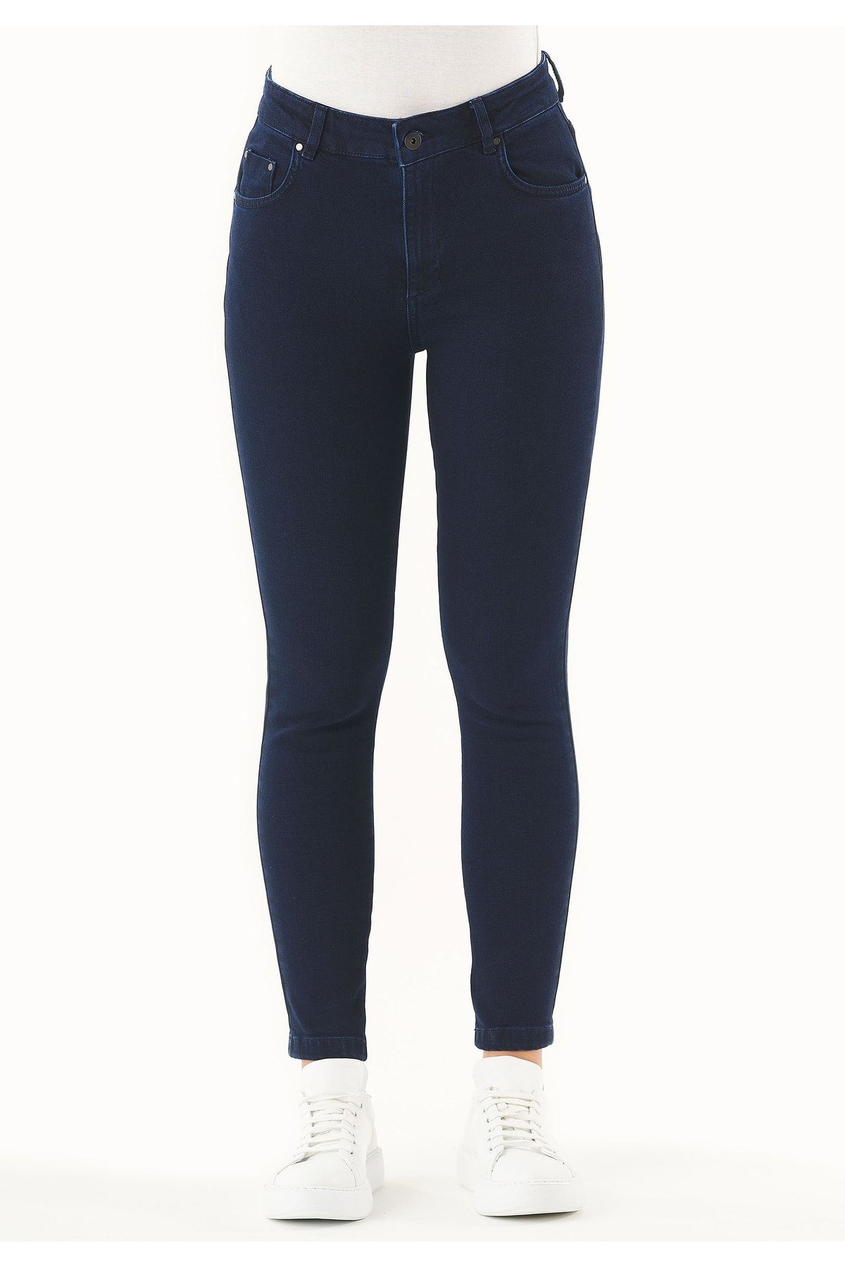 ORGANICATION Hose Dunkelblau Skinny