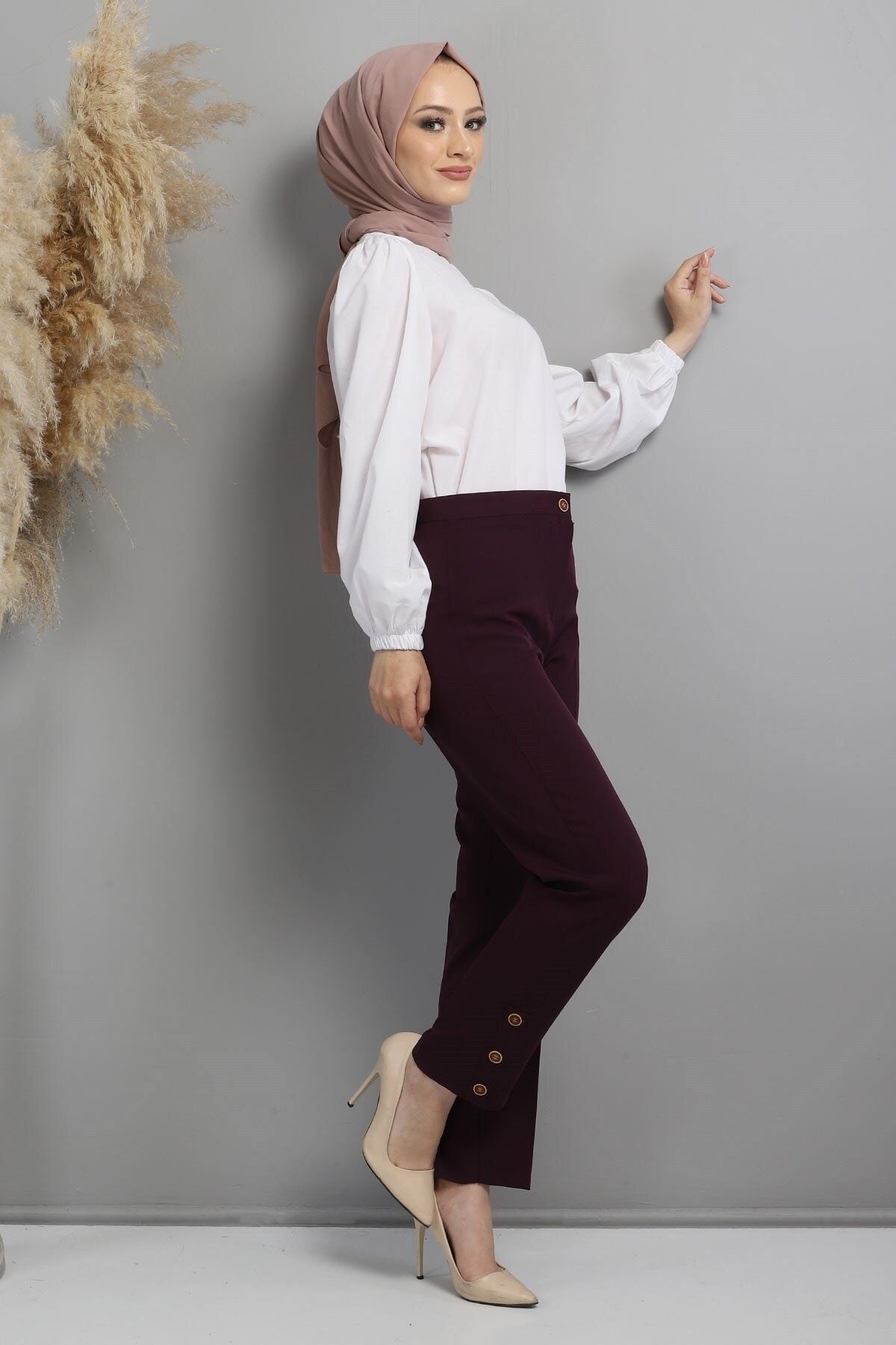 Modamihram-Fabric Trousers Purple 10630 4