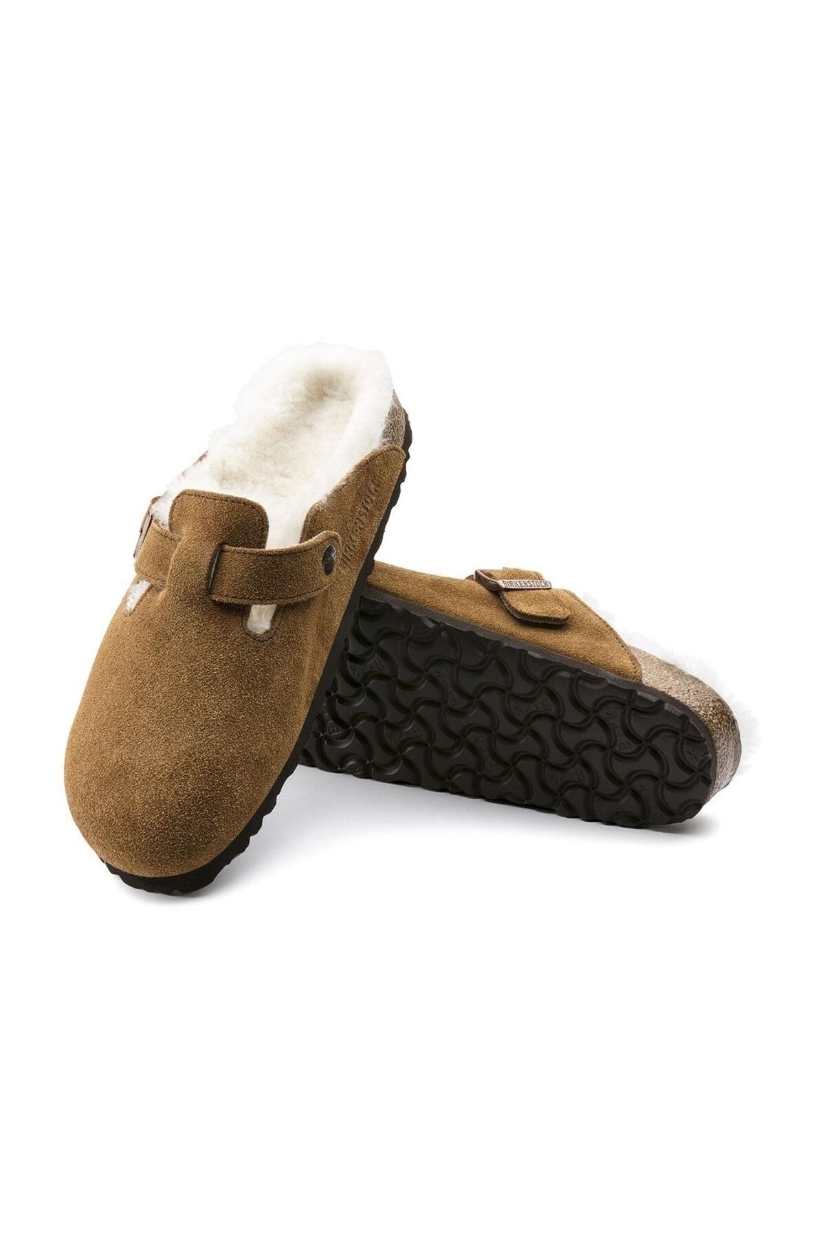 دمپایی منزل سبز مردانه و زنانه Boston Shearling VL اورجینال Birkenstock