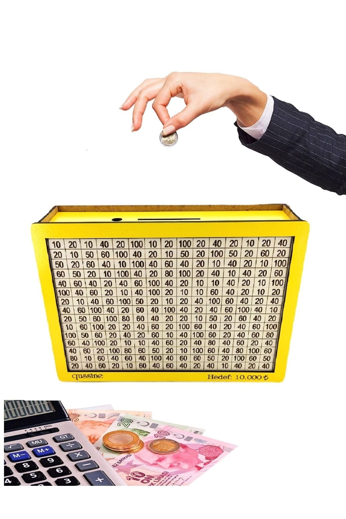 Hedefli Para Biriktirme Kutusu Parabox Hedef Kumbarası 10.000 Sarı Kumbara