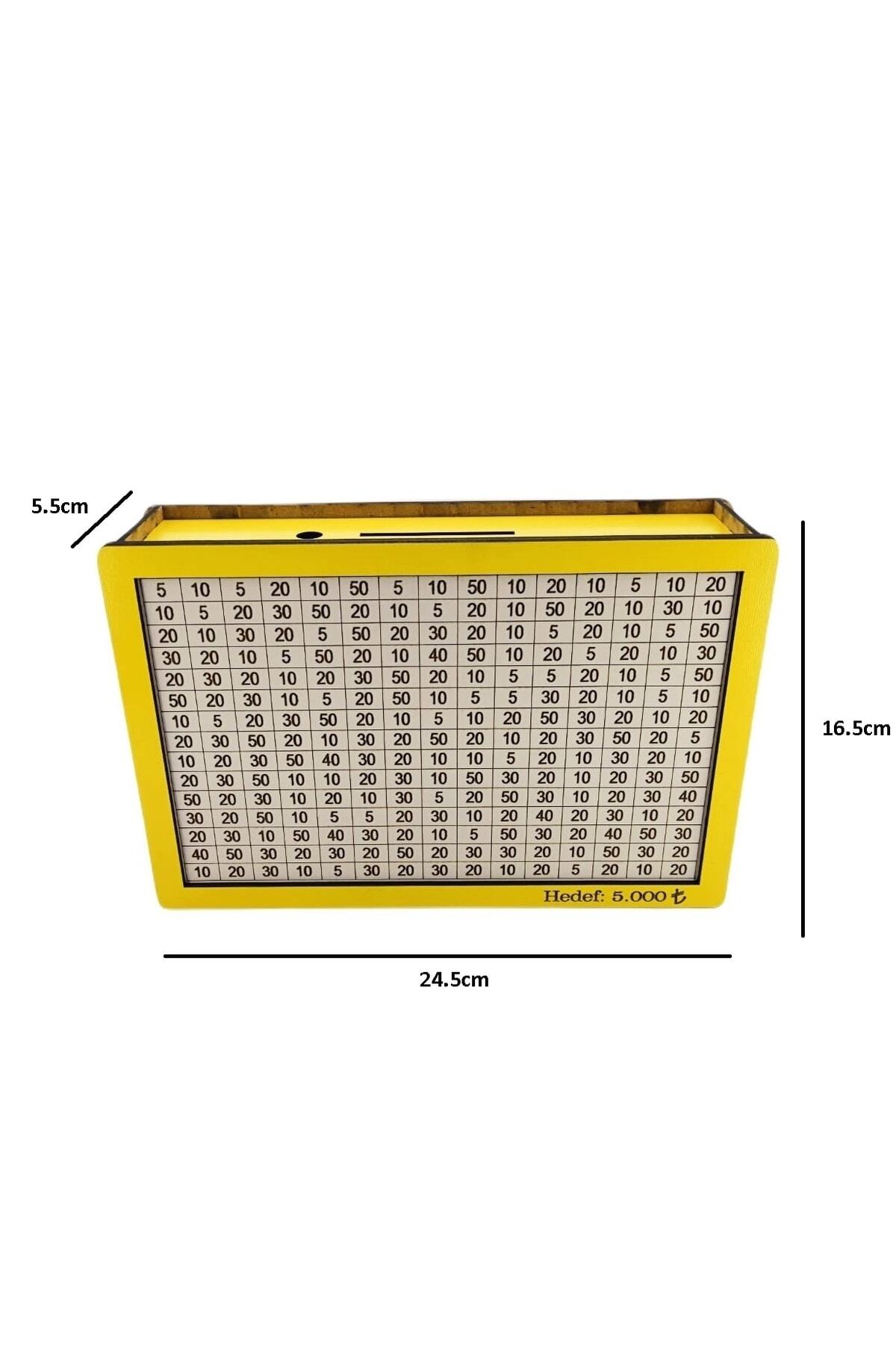 Para Biriktirme Kutusu Parabox Hedef Kumbarası 5.000 Hedefli Sarı Ahşap Kumbara