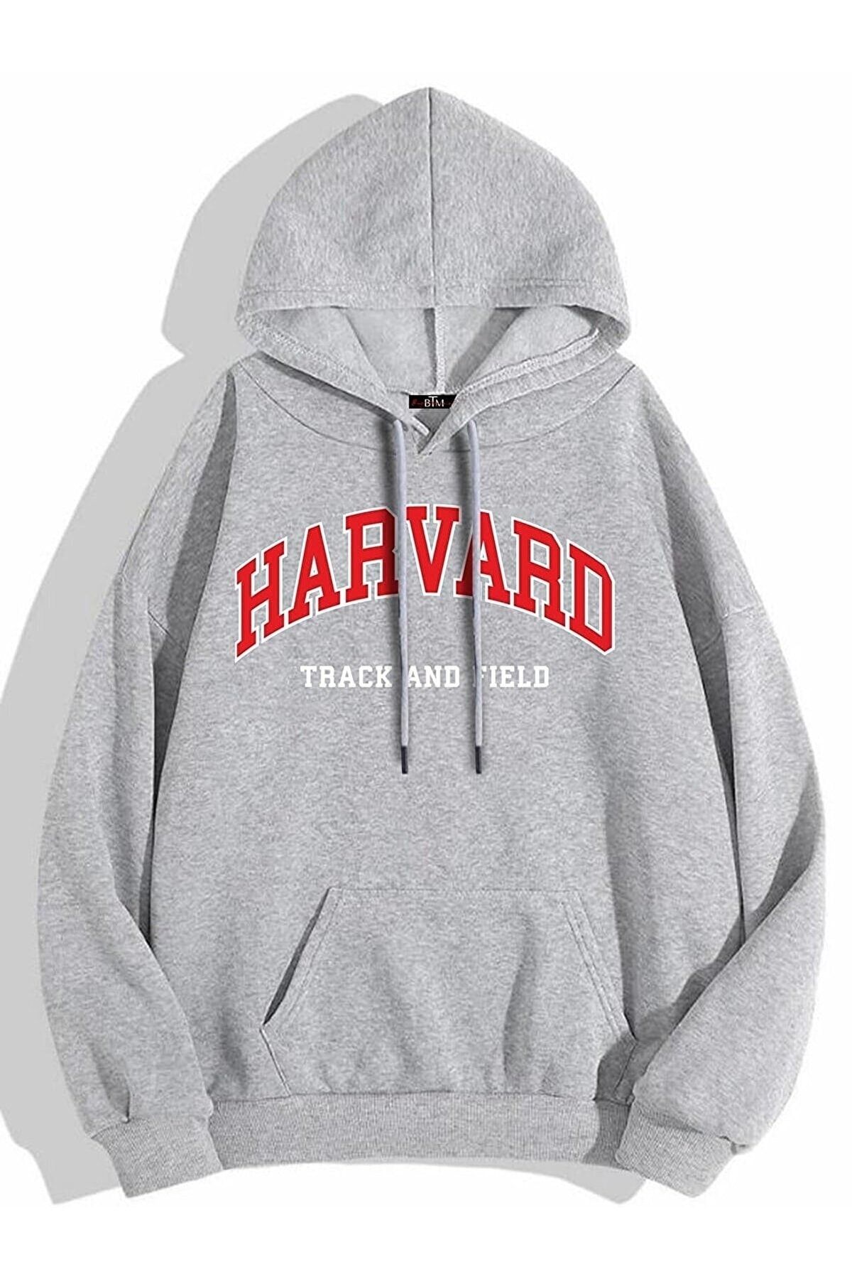 Ko ibar Harvard Printed Unisex 3 Thread Thick Raised Oversize Gray
