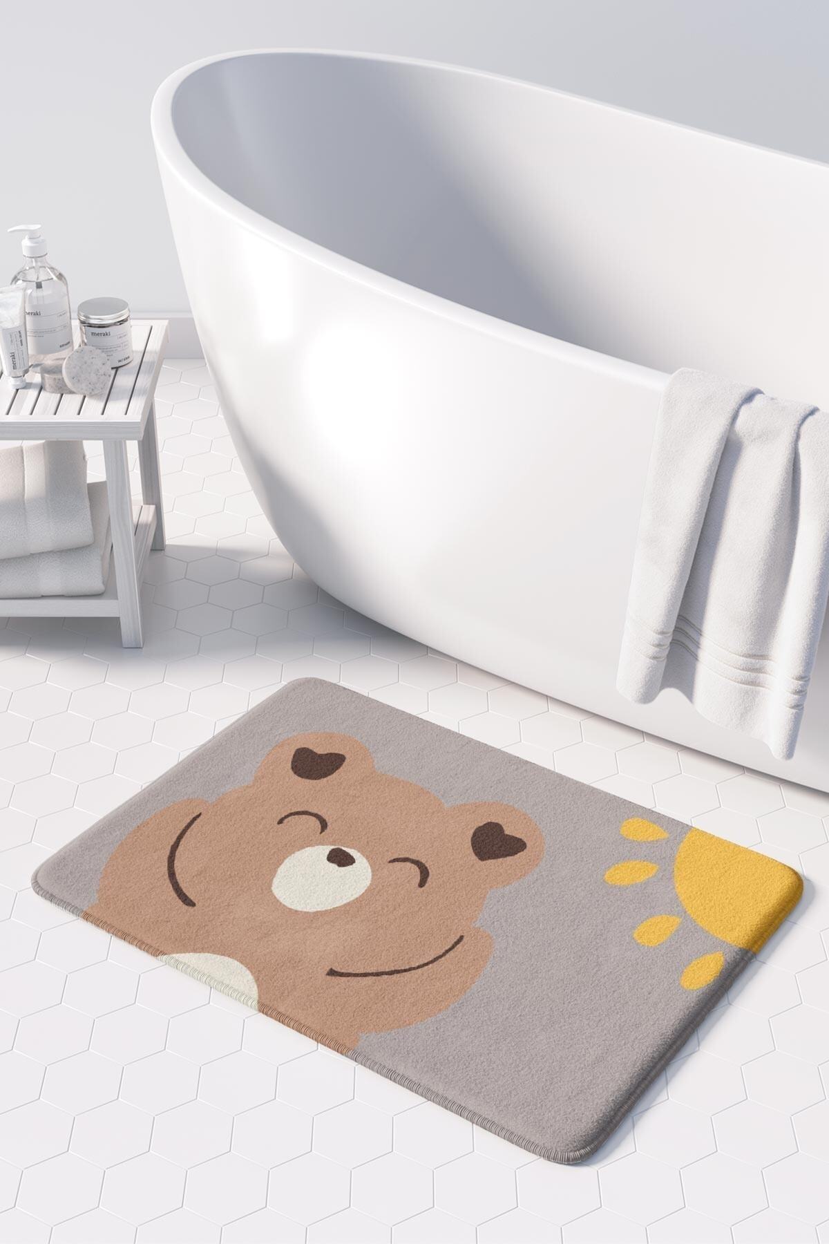 Cute Design Microfiber Bath Mat, Non-Slip Base, Machine Washable (50x80)