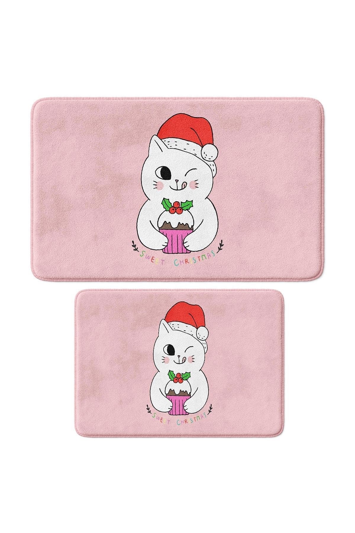 Cute Printed 2-Piece Bath Mat Set - Non-Slip Base, Machine Washable, 50x80cm And 40x60cm