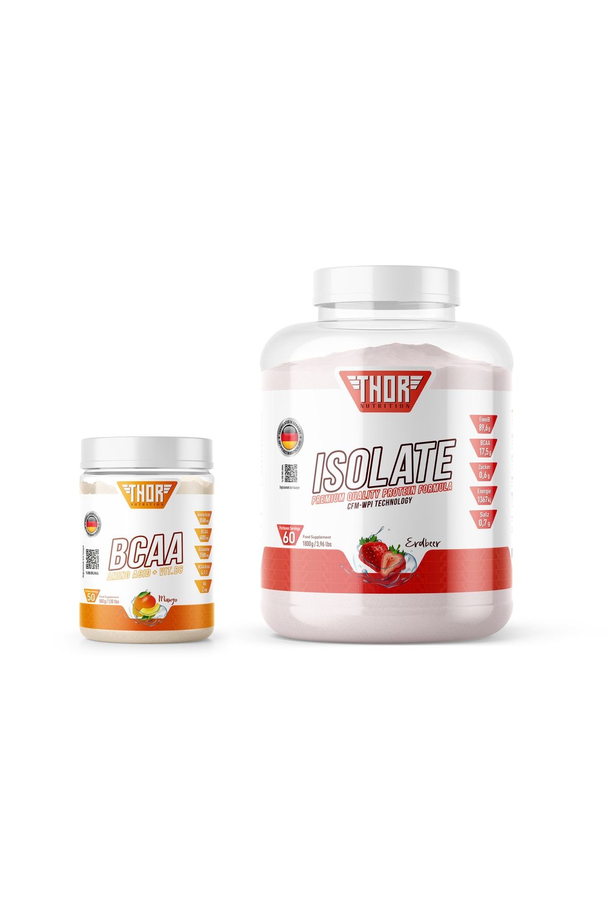 THOR NUTRITION 1,8kg Izole Protein 60 Servis Çilek Aromalı 500 gr Bcaa 50 Servis 5 Hediye