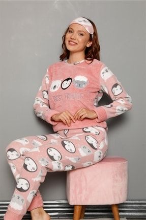 Kadın Pijama Takımı Polar Yumuşacık Soft Kış Ev Giyimi Malu97 MALU97