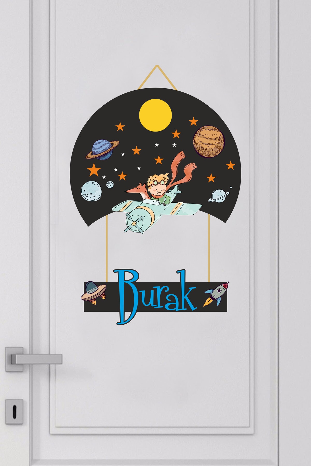Little Prince Design Wooden Nursery Door Ornament (black)