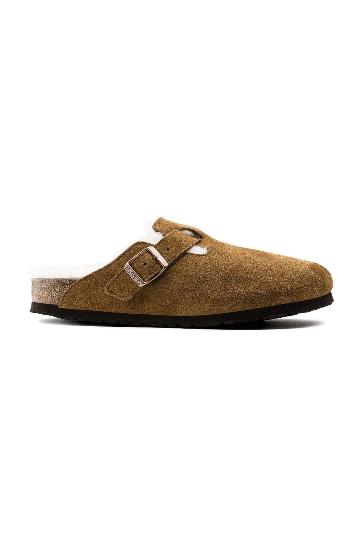 دمپایی منزل سبز مردانه و زنانه Boston Shearling VL اورجینال Birkenstock