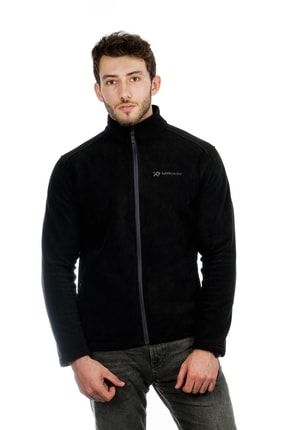 Erkek Siyah Casual Tam Fermuarlı Polar BP.C002.BLK