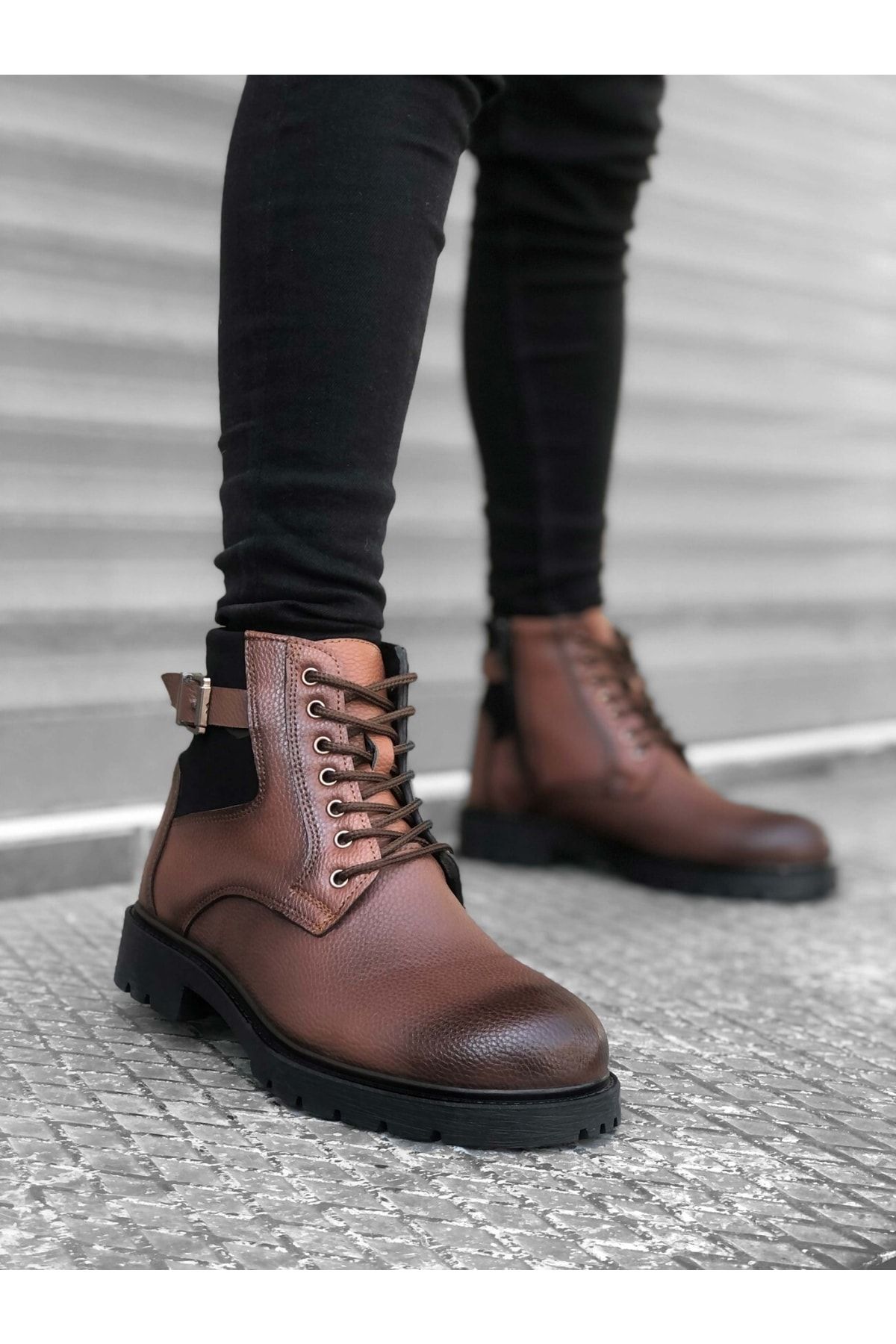 Beige leather sporty ankle boots online