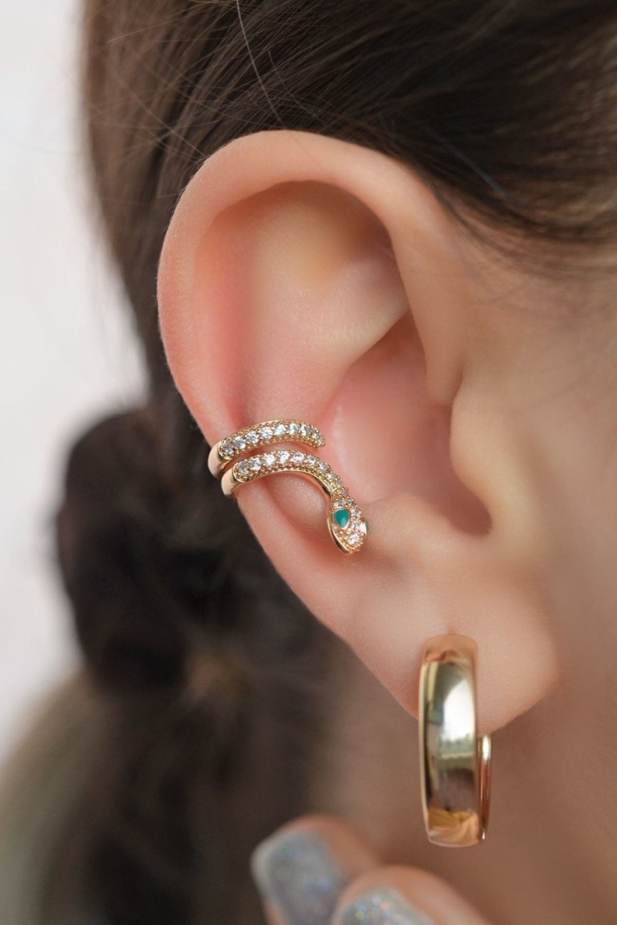 Yılan Model Sıkıştırmalı Kıkırdak Küpe Earcuff
