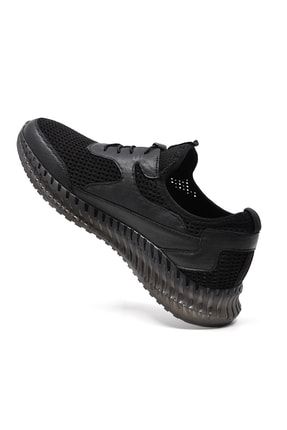 Siyah - Erkek Spor Ayakkabı Sneaker Snkr-Deri2