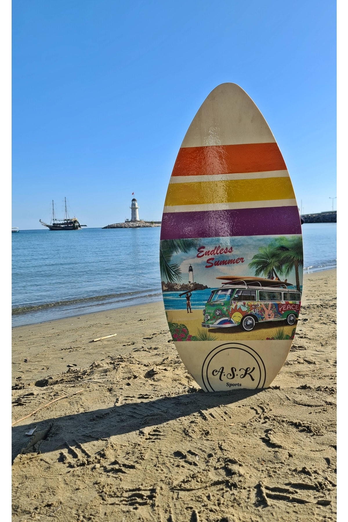 Boldy Skimboard Retro Baskılı Skimboard Ahşap Skimboard Orta Düzey