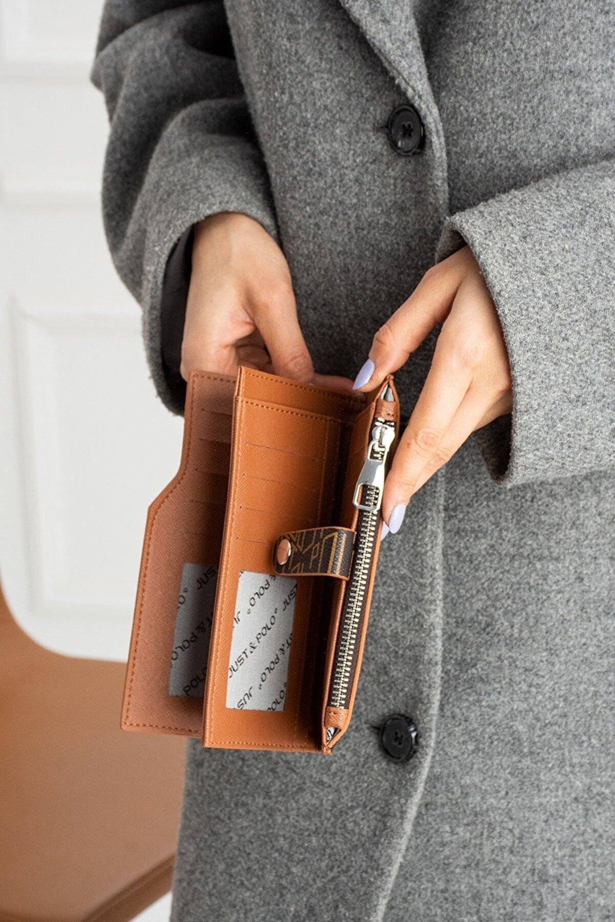 polo brown wallet