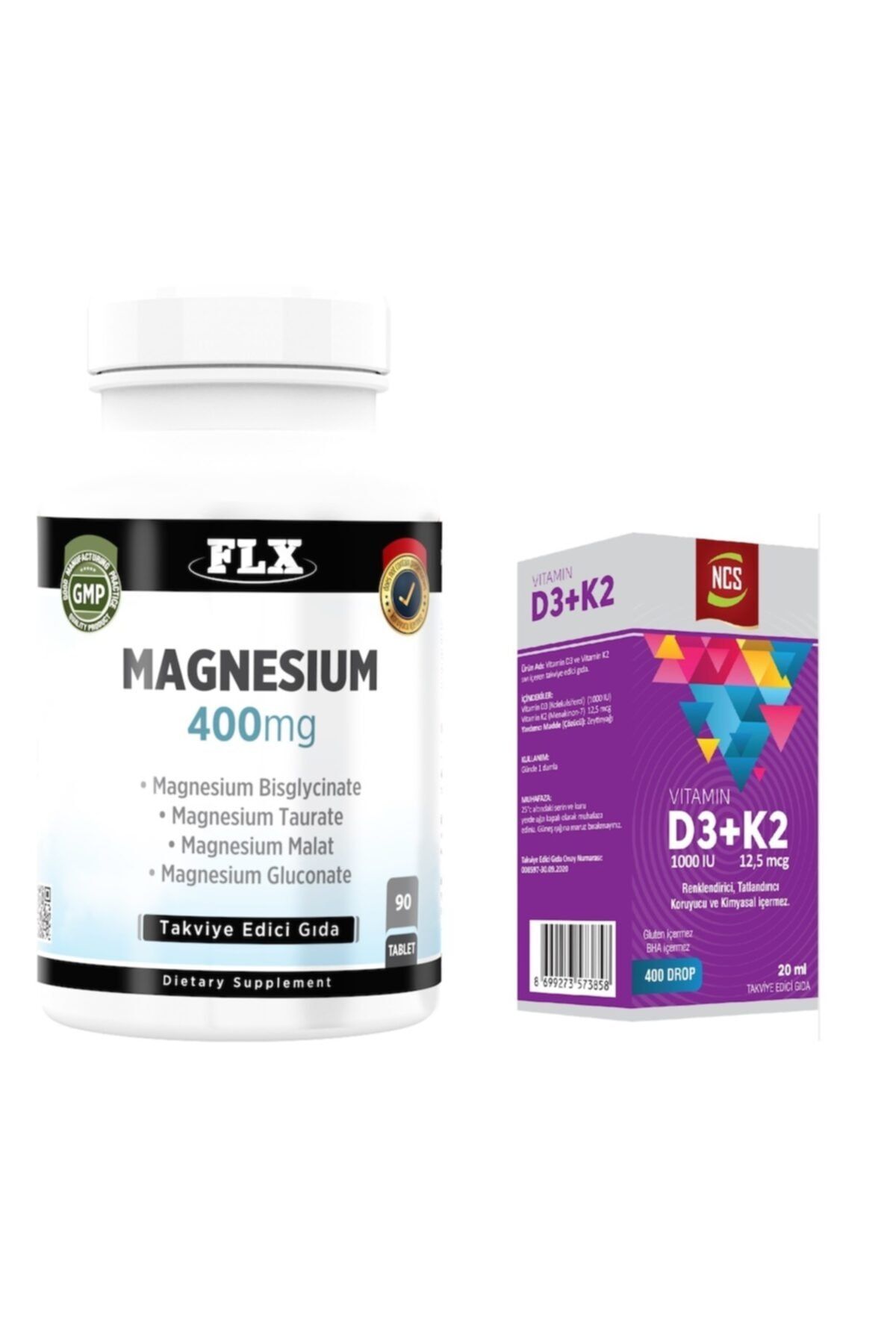 NCS Vitamin D3 Vitamin K2 20 ml Flx Glukonat Magnezyum Elementleri 90 Tablet