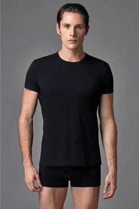 Erkek Siyah Compact Sıfır Yaka Kısa Kollu T-shirt 2'li Ekonomik Paket Ers004 T28095