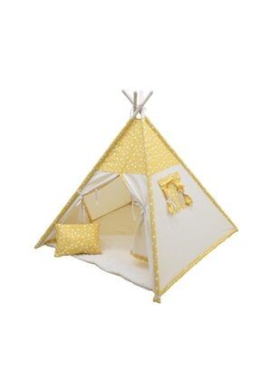 Oyun Çadırı Devrileyen Toplanmayan Çocuk Oyun Çadırı Kızıldereli Çadırı Oyun Evi Sarı Yıldızlı CONCON0009