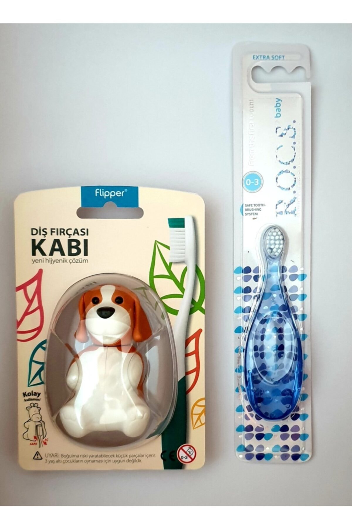 Toothbrush 0-3 Years Blue And Flipper Hygienic Toothbrush Container Dog