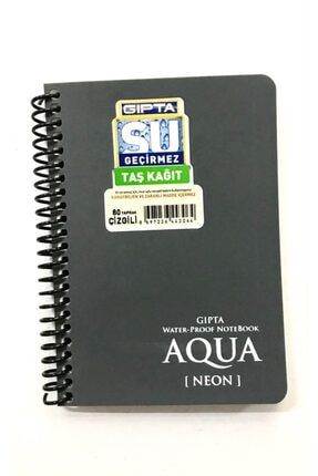 Aqua Neon Su Geçirmez Taş Kağıt A6 80 Yaprak Çizgili Gri Kapak Gpt-3-1915000-ÇG