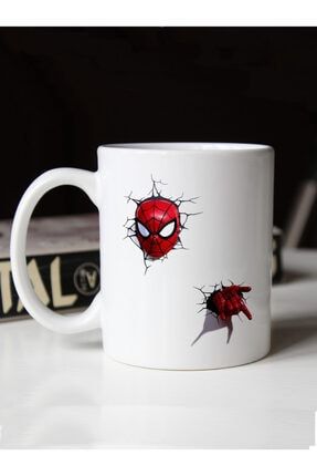 Spider-man Örümcek Adam Baskılı Beyaz Kupa Bardak çatlak