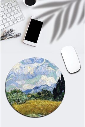 Van Gogh Wheat Field With Cypresses Yuvarlak Mouse Pad 431 860007045232000