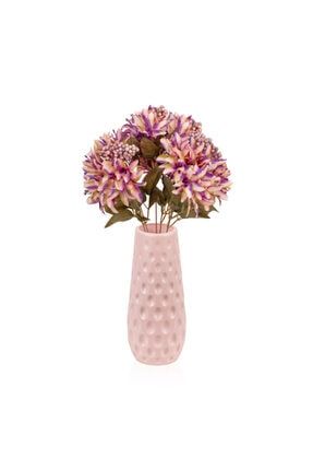 Çukur Desenli Pembe Plastik Saksıda Yapay Japon Çiçeği CKRVAZOPEMBEC273-CCKMSN