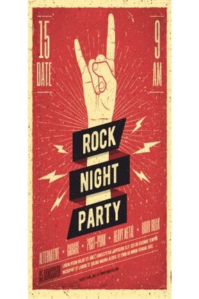 Rock Party (10 Cm X 20 Cm) Mini Retro Ahşap Poster 416995480
