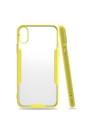 Apple Iphone X Kılıf Parfe Kamera Korumalı Çerçeveli Silikon Sarı krks23655263422