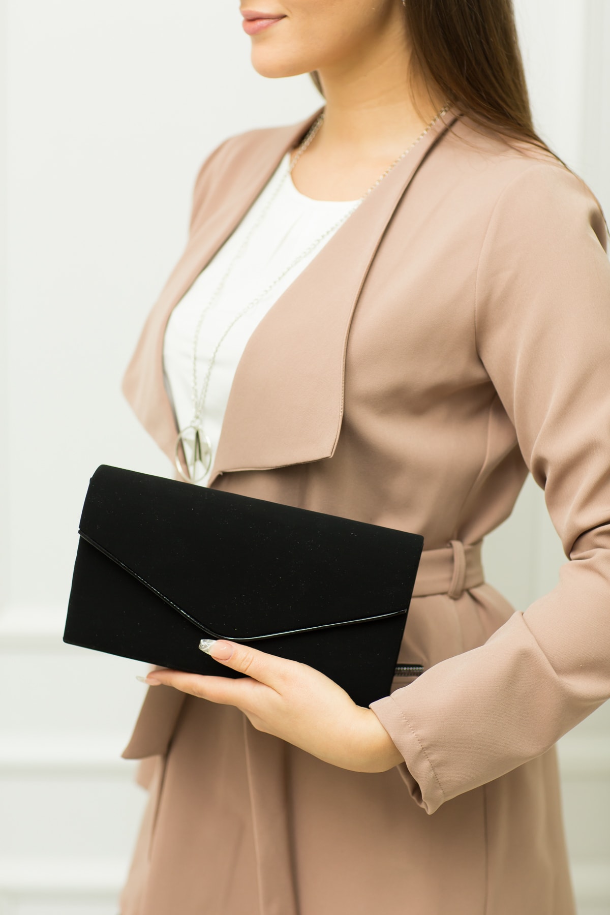 weem bag Biyeli Siyah Nubuk Abiye Çanta görsel 2