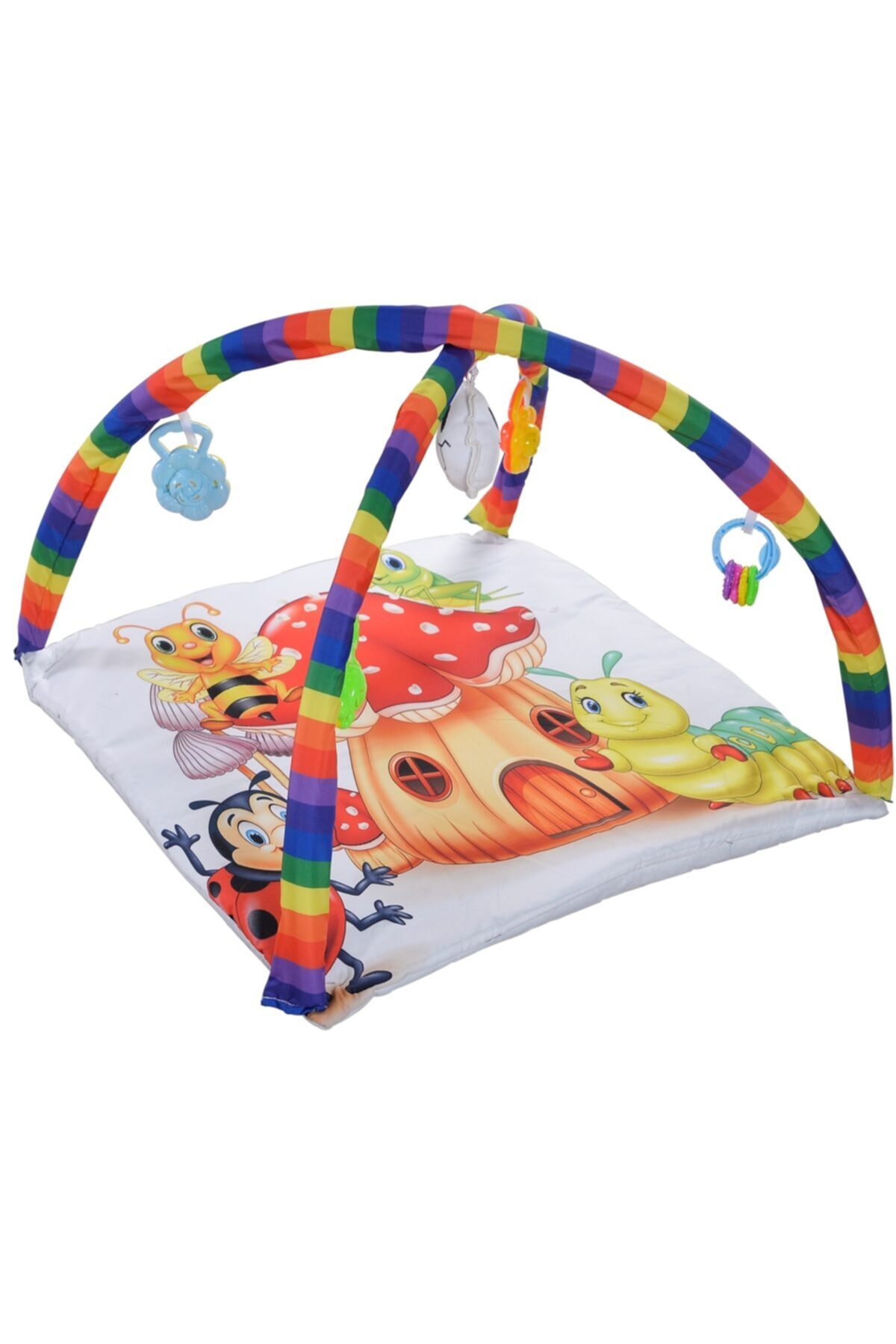 Bila Baby Mantar Bebek Oyun Halısı Çıngıraklı Oyun Minderi Oyuncaklı Bebek Yer Yatağı
