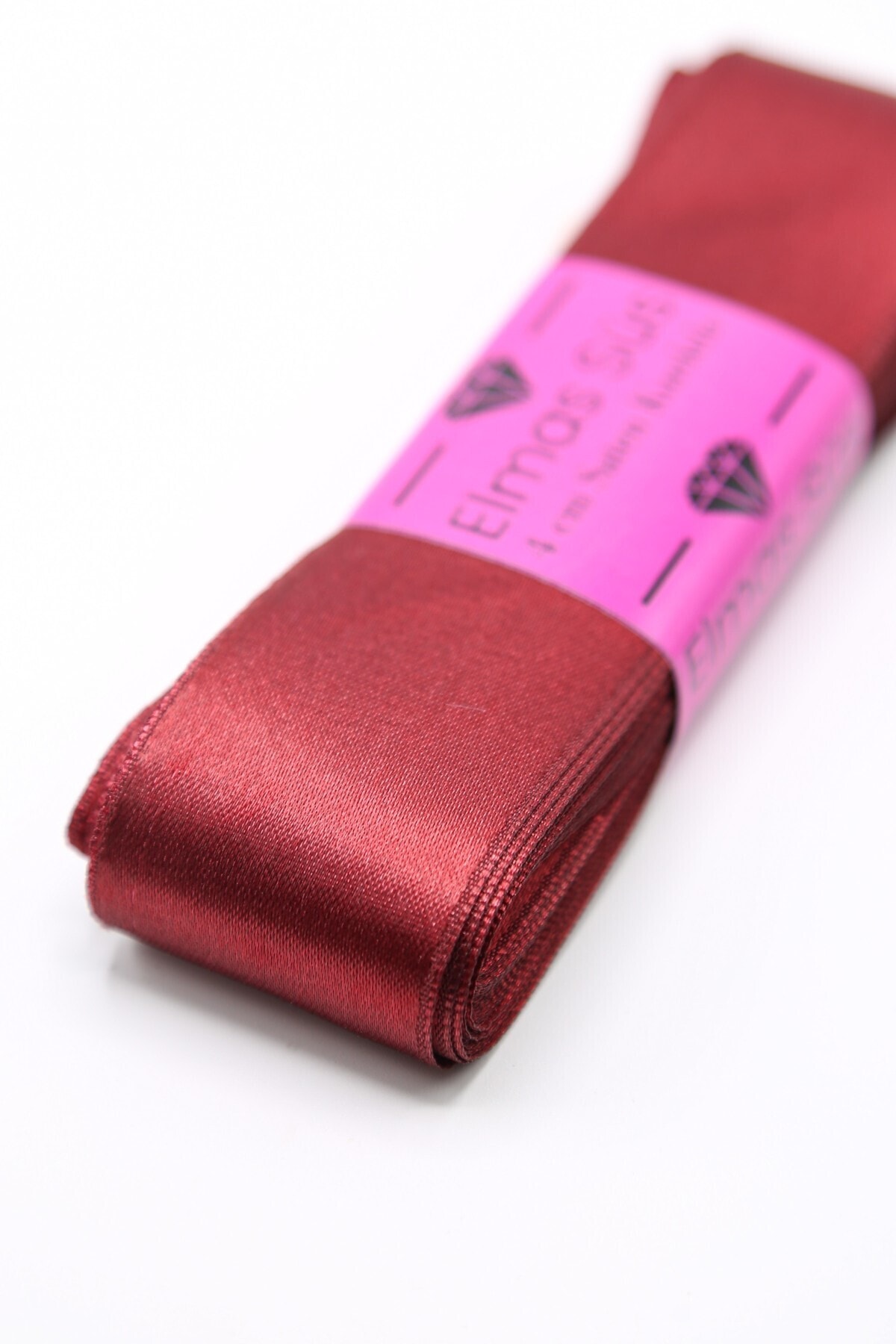 E Elmas Bordo Saten Kurdele (4cm-10m)