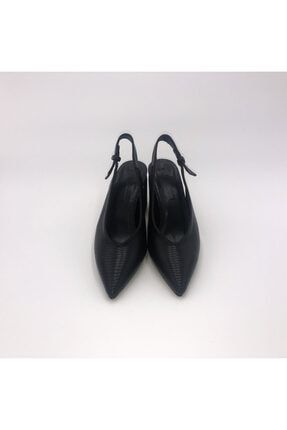 Kadın Siyah Suni Deri Topuklu Ayakkabı 7676