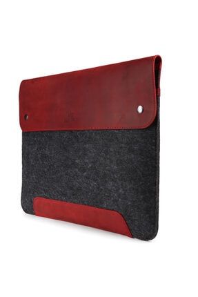 Hakiki Deri Ve Keçeli (13.3inç) Macbook Pro Kılıfı Kırmızı MG1665