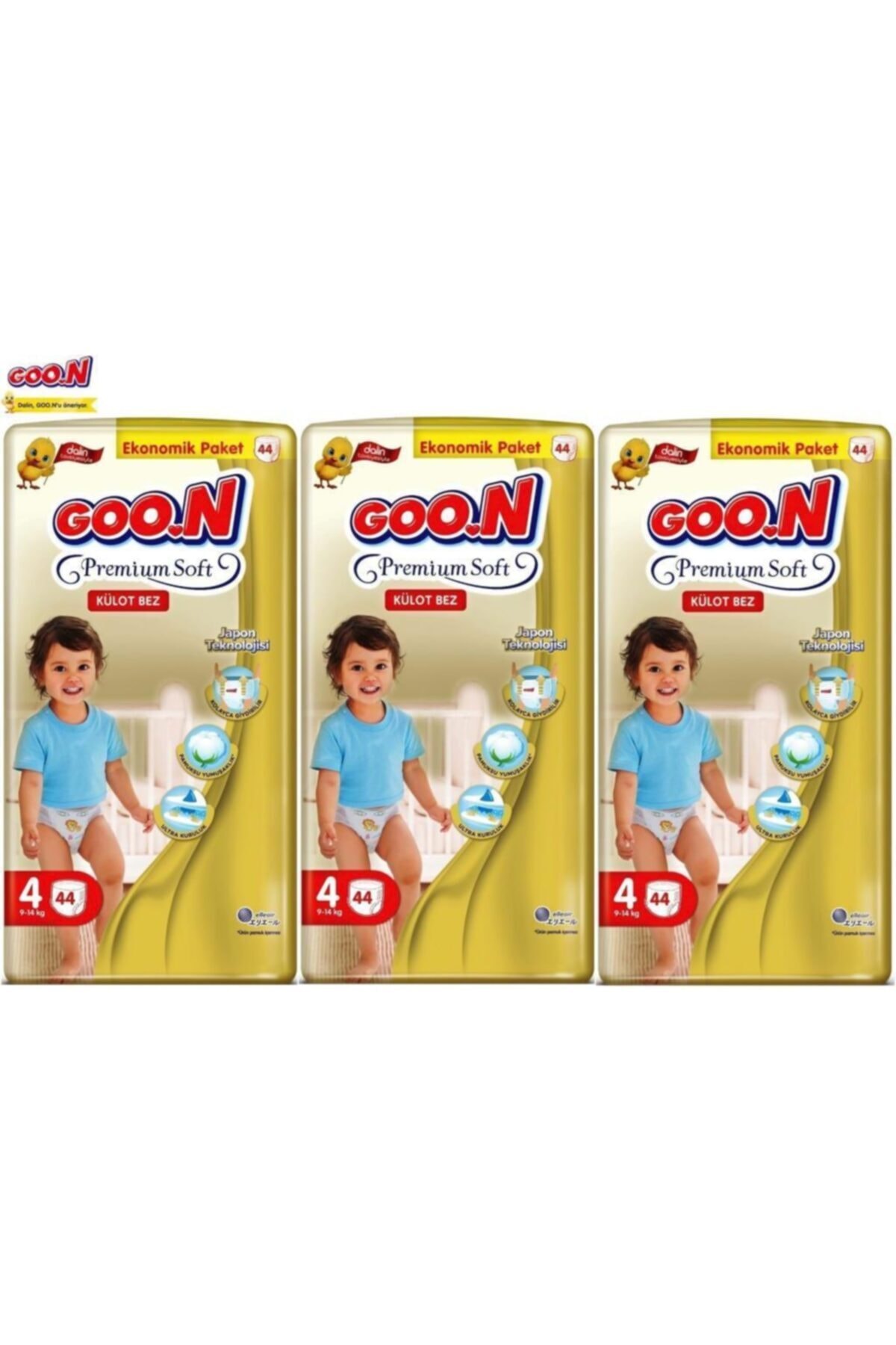 Goo.n Premium Soft Külot Bez Ekonomik Paket 4 Beden 44 Adet X 3 A