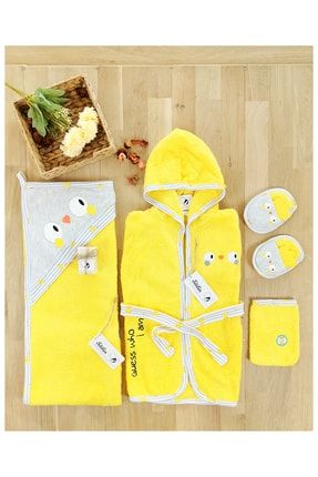 Kız Erkek Bebek Çocuk Bornozu Havlu Takımı Defne Sabunlu Set STL4567