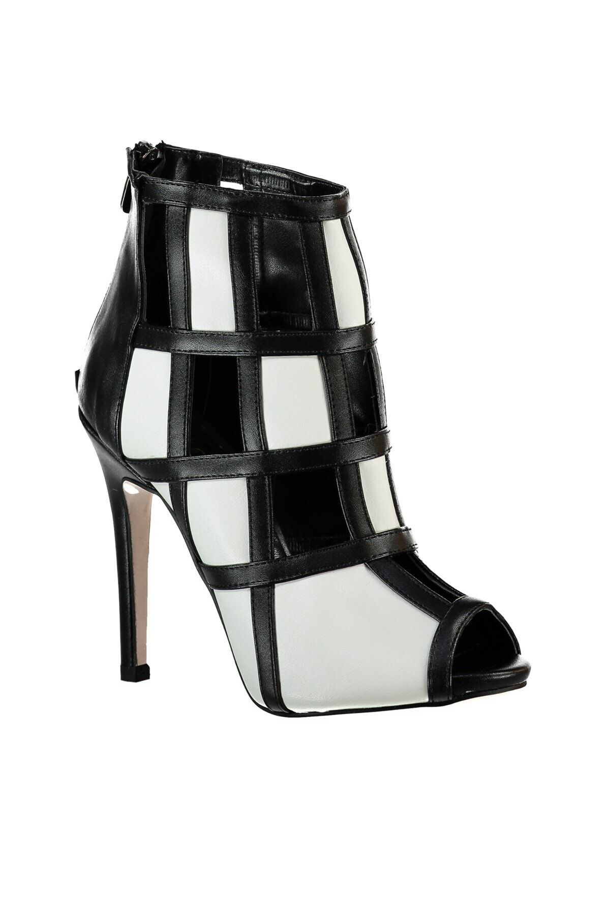 Fox Shoes-Black and White Women's Heeled Shoes B372274909 6