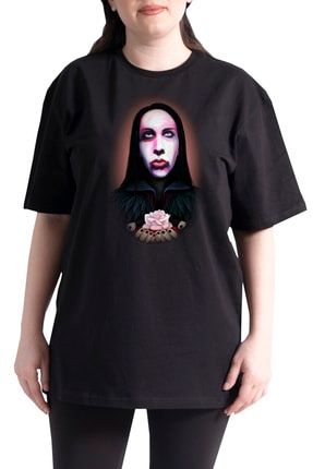 Unisex Siyah Oversıze Marliyn Manson T-Shirt modernoversize0107