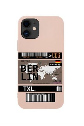 Iphone 12 Berlin Bilet Tasarımlı Pembe Telefon Kılıfı MCIP12LBERL
