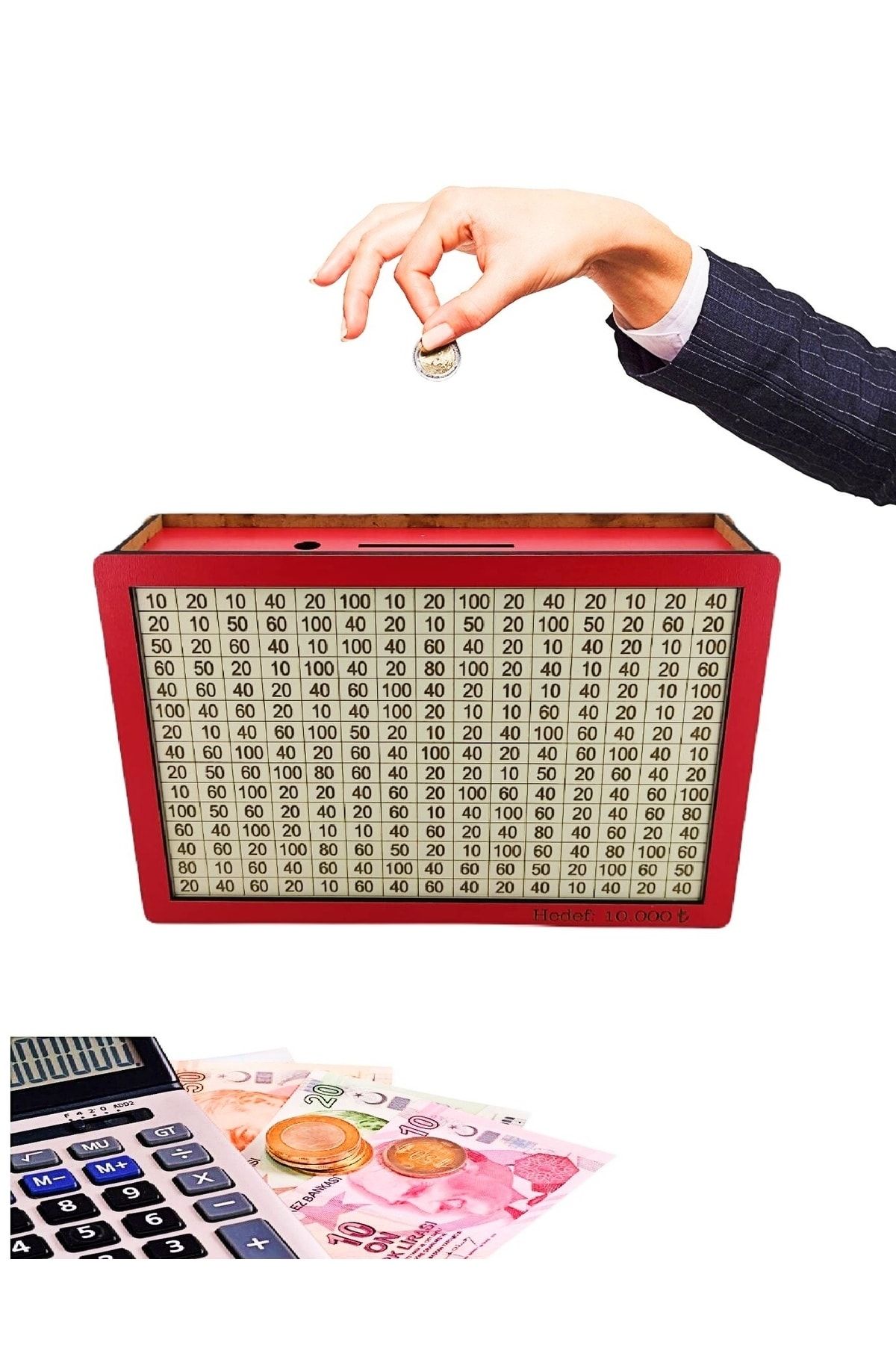 Hedefli Para Biriktirme Kutusu Parabox Hedef Kumbarası 10.000 Kırmızı Kumbara