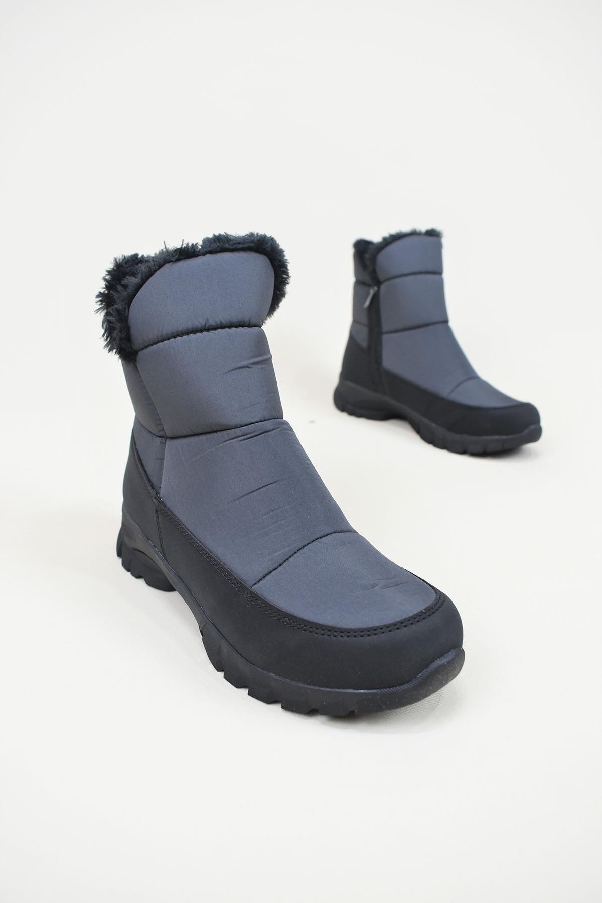 Aleza Shoes Carli Siyah Füme Kaymaz Taban Kar Botu