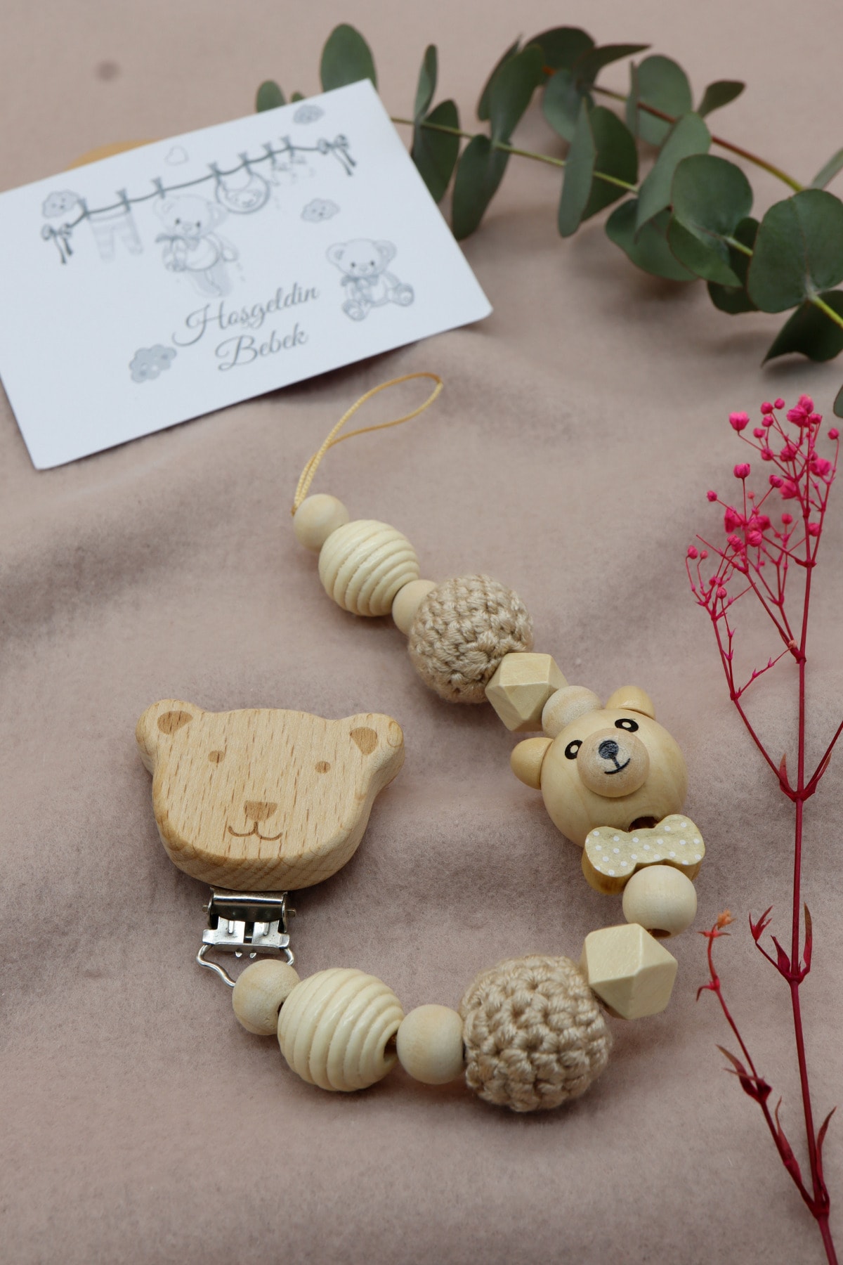 lilamtasarım Emzik Zinciri - Emzik Askısı Ahşap Emzik Zinciri Emzik Tutucu Emzinciri-t fotoğrafı 3 (önizleme)