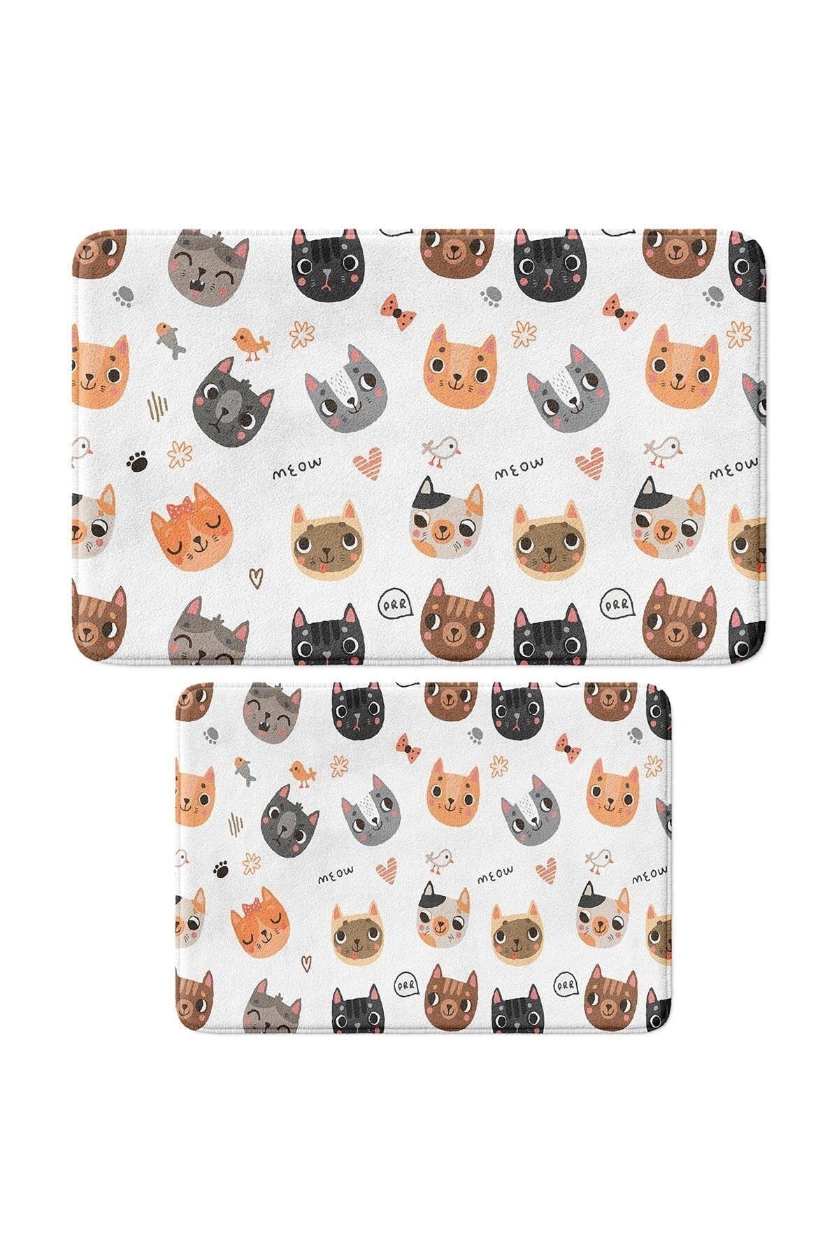 Cute Printed 2-Piece Bath Mat Set - Non-Slip Base, Machine Washable, 50x80cm And 40x60cm