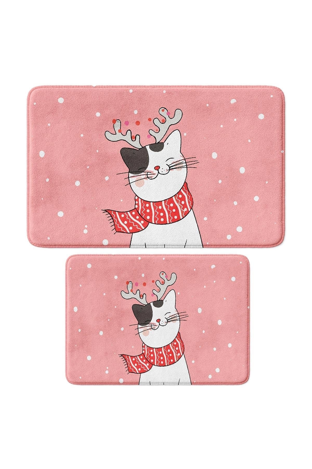 Cute Printed 2-Piece Bath Mat Set - Non-Slip Base, Machine Washable, 50x80cm And 40x60cm