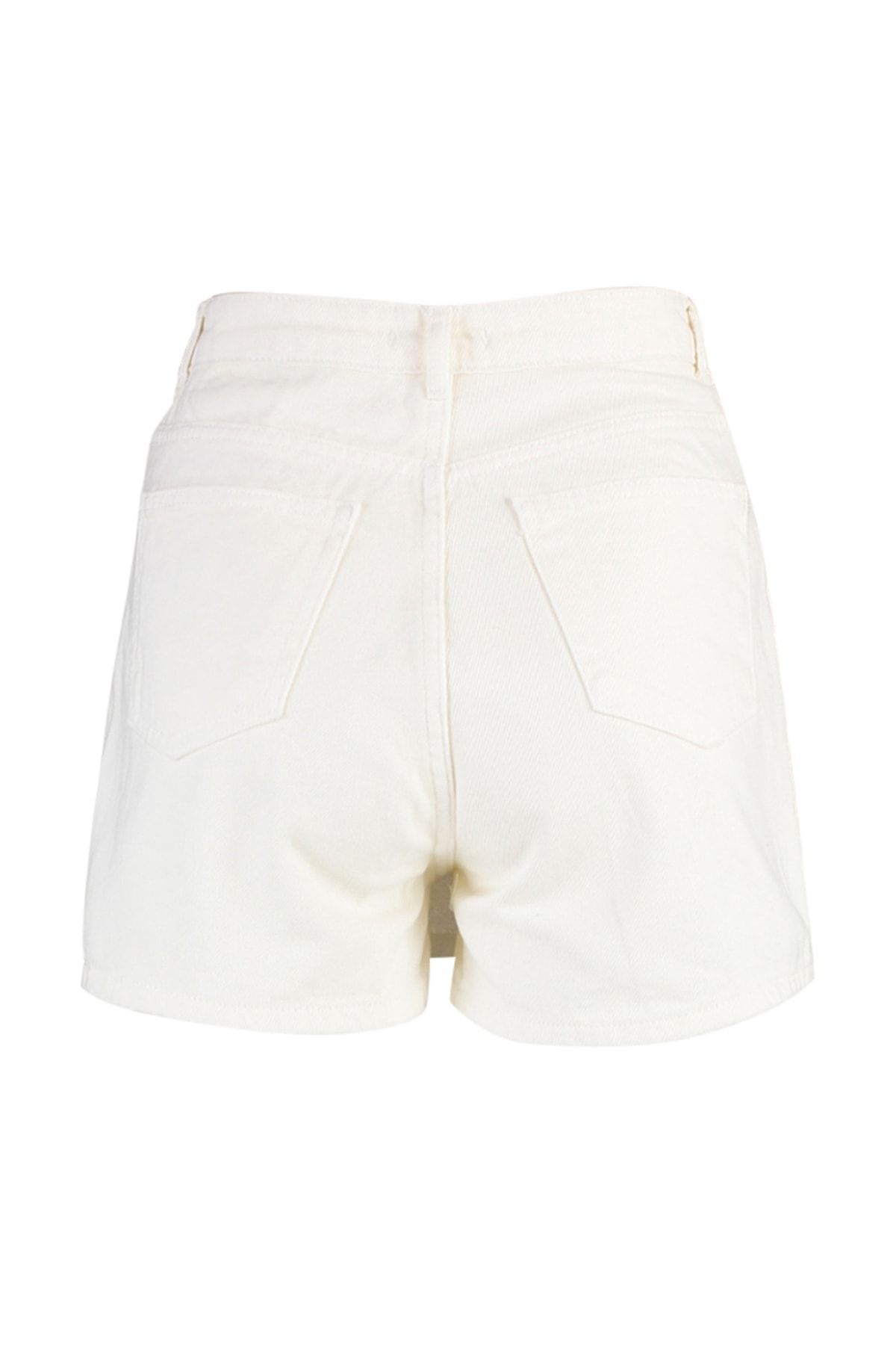 Trendyol Collection-Ecru Button Detailní Džínové šortky s vysokým pasem Sukně TWOSS22SR0448 8