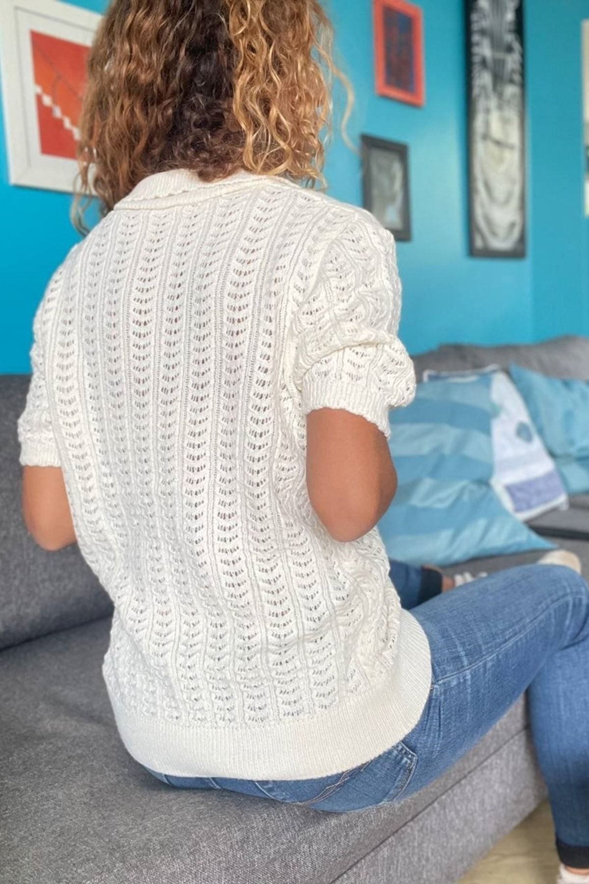 White flowy outlet sweater