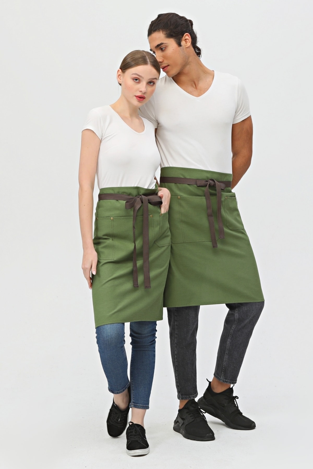 Waiter, Barista, Cafe, Bartender, Florist, Kitchen Aprons, Stain Resistant, Men, Women, Long Half Apron