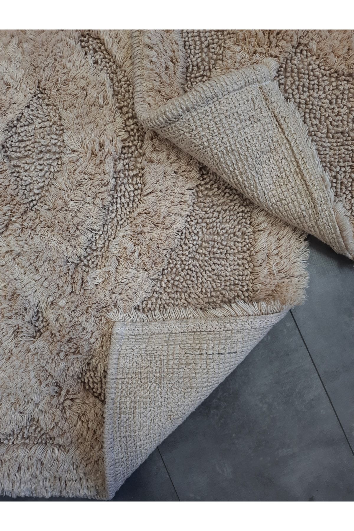 Bonny Home Swiss Bej 2'li Banyo Paspası Seti %100 Pamuk Dokuma Tufting Klozet Takımı IV11072