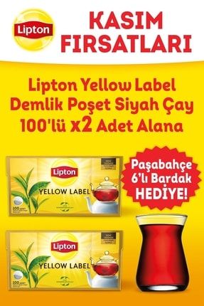 Yellow Label Demlik Poşet Siyah Çay 100'lü X2 + Bardak Hediyeli X2 SET.UNİ.1798
